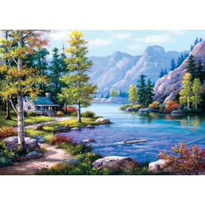Puzzle Art-Puzzle-4718 Lakeside Lodge