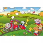  Art-Puzzle-5869 Wooden Puzzle - Animals Train