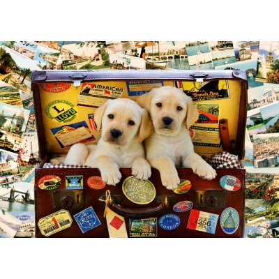 Puzzle Bluebird-Puzzle-70237-P Two Travel Puppies