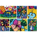 Puzzle  Bluebird-Puzzle-F-90023 Romero Britto - Collage: Flowers