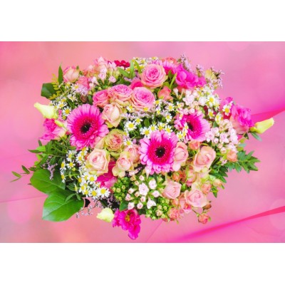 Puzzle Bluebird-Puzzle-F-90108 Pink Bouquet of Roses
