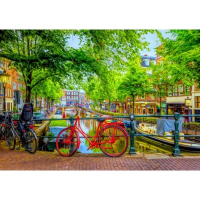 Puzzle Bluebird-Puzzle-F-90213 The Red Bike in Amsterdam