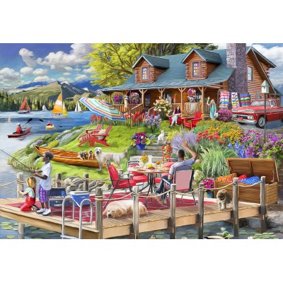 Puzzle  Bluebird-Puzzle-F-90925 Lake View Cabin Mountain Time