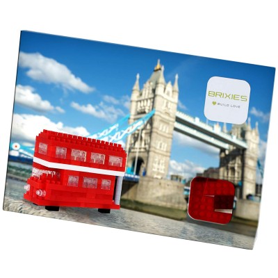 Brixies-38449201 3D Nano Puzzle - Postkarte Roter Doppeldeckerbus