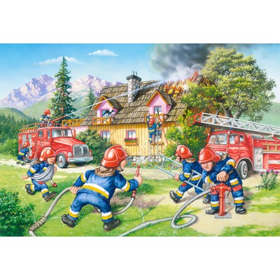 Castorland-040025 Maxi Puzzle - Feuerwehrleute in Aktion