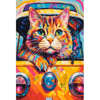 Puzzle  Castorland-105229 Cat Bus Travel