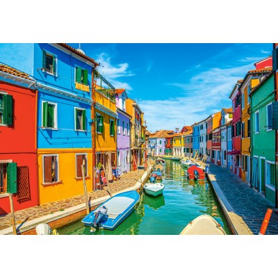 Puzzle Castorland-105250 Die Farben von Burano, Italien