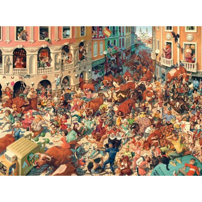 Puzzle  Castorland-300648 Art Collection - Bull Run in Pampeluna