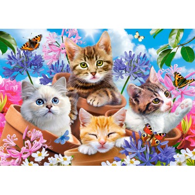 Puzzle  Castorland-53513 Kittens with Flowers