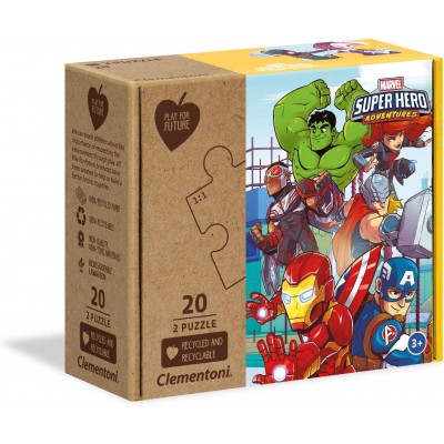 Clementoni-24775 2 Puzzles - Marvel Super Hero