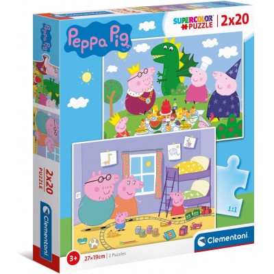 Puzzle  Clementoni-24778 Peppa Pig Supercolor Pig (2x20 Teile)