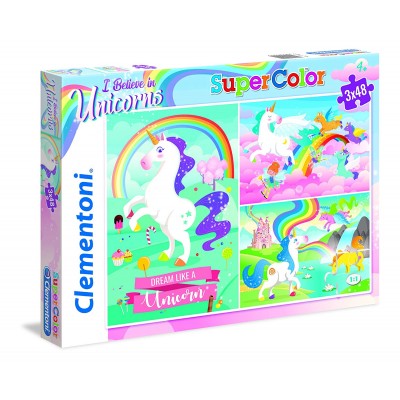 Clementoni-25231 3 Puzzles - I Believe in Unicorns