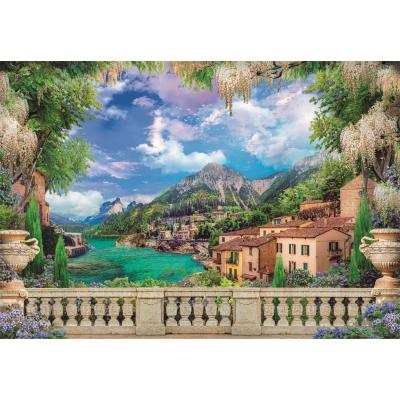 Puzzle  Clementoni-33553 Üppige Terrasse am See