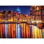 Puzzle  Clementoni-35037 Amsterdam bei Nacht