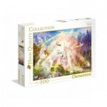 Puzzle  Clementoni-35054 Einhörner im Sonnenaufgang