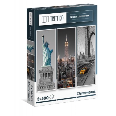 Clementoni-39305 3 Puzzles - New York