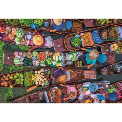 Puzzle  Clementoni-39932 Thailändischer Schwimmender Markt
