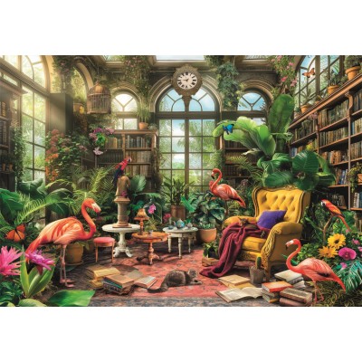 Puzzle  Clementoni-39936 Die Gewächshaus-Bibliothek