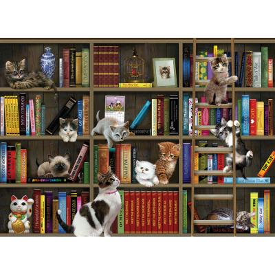 Puzzle  Cobble-Hill-40249 Bibliothekskätzchen