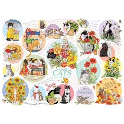 Puzzle  Cobble-Hill-40298 Katzen-Gedanken