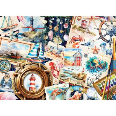 Puzzle  Cobble-Hill-40308 Maritime Skizzen