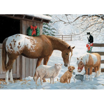 Puzzle  Cobble-Hill-47027 XXL Teile - Familly - Winter Barnyard