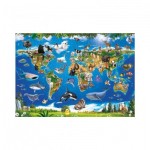 Puzzle  Dino-34356 XXL Teile - Tierische Karte