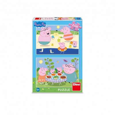 Dino-38171 2 Puzzles - Peppa Wutz: Im Urlaub