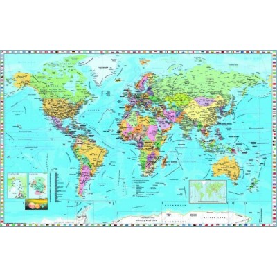 Puzzle  Dino-53248 Weltkarte (auf Englisch)