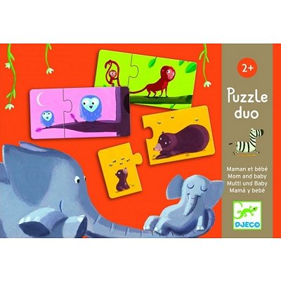  Djeco-08157 2 Puzzles - Mama und Baby