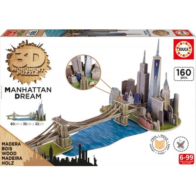  Educa-17000 3D Puzzle - 3D Holzpuzzle - Brooklyn Bridge, Manhattan Dream