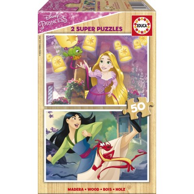 Educa-17165 2 Holzpuzzles - Disney Princess