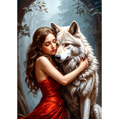 Puzzle  Enjoy-Puzzle-2165 Die Frau und der Wolf