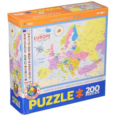 Puzzle  Eurographics-6200-5374 Karte von Europa (auf Englisch)