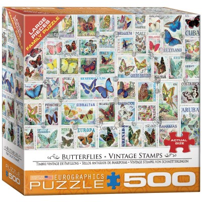 Puzzle Eurographics-8500-5356 XXL Teile - Vintage Stempel von Schmetterlingen