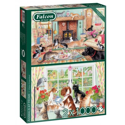  Jumbo-11318 2 Puzzles - Animals at Home