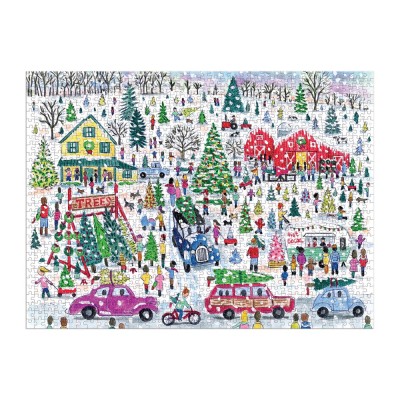  Galison-37584 Weihnachtsbaumfarm – 1000-teiliges Folienpuzzle