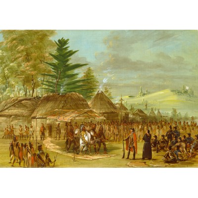 Puzzle  Grafika-F-31309 George Catlin: Chief of the Taensa Indians Receiving La Salle. March 20, 1682, 1847-1848