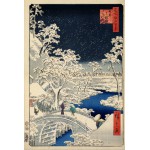 Puzzle  Grafika-F-32020 Hiroshige Utagawa: Trommelbrücke und Hügel der untergehenden Sonne, 1857