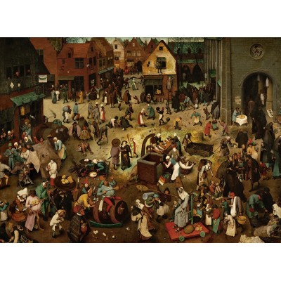 Puzzle Grafika-02995-P Brueghel Pieter - Der Kampf zwischen Karneval und Fasten, 1559