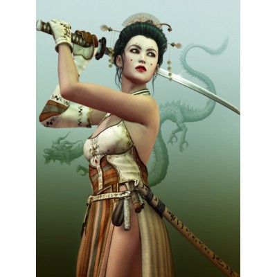 Puzzle  Grafika-F-30256 Weibliche Samurai