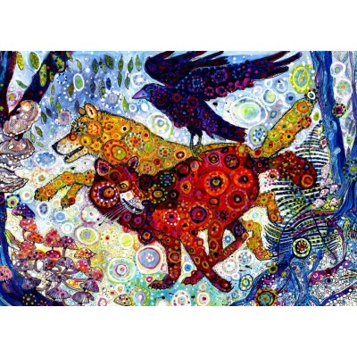 Puzzle  Grafika-F-32244 Sally Rich - Wolves in a Blue Wood