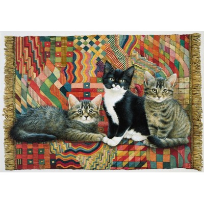 Puzzle  Grafika-F-32702 Christie, Posky and Zelly on a Deco rug