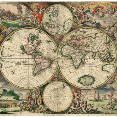 Puzzle  Grafika-F-33453 Carte du Monde, Produced in Amsterdam, 1689