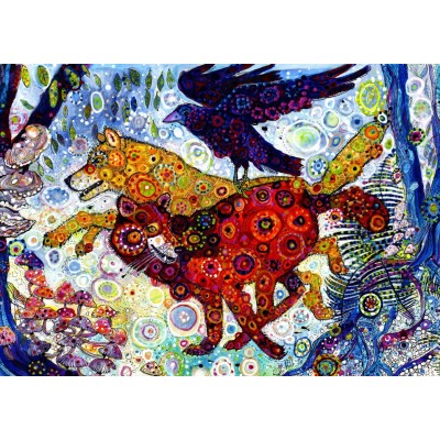Puzzle  Grafika-T-00885 Sally Rich - Wolves in a Blue Wood