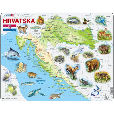  Larsen-A19-HR Rahmenpuzzle - Kroatien und seine Tiere (auf Kroatisch)