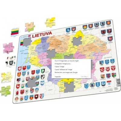 Larsen-A3-LT Rahmenpuzzle - Karte von Litauen (auf Litauisch)