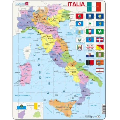  Larsen-A42-IT Rahmenpuzzle - Political Map of Italy (Italian)