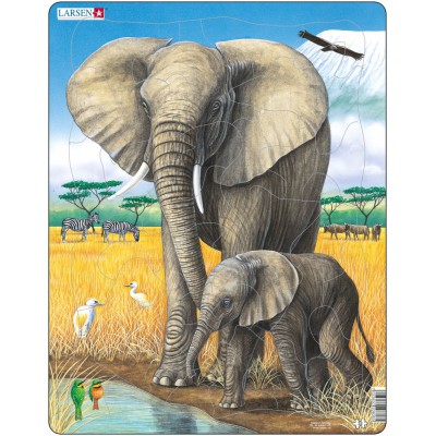 Larsen-D8 Rahmenpuzzle - Elefanten