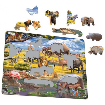  Larsen-FH30 Rahmenpuzzle - Tiere der Savanne